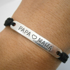 "PAPA ♥ MAMA" - černý náramek (macramé) - Unisex