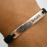 "PAPA ♥ MAMA" - černý náramek (macramé) - Unisex