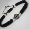 Černý náramek s Hematitem (macramé) - Unisex