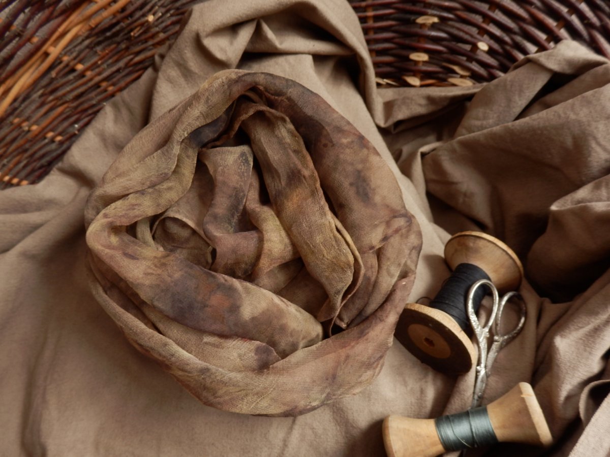 Hedvábný šál S02 - eco print