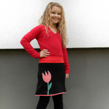 sukýnka dívčí fleesová černá s tulipánem 5/7 let