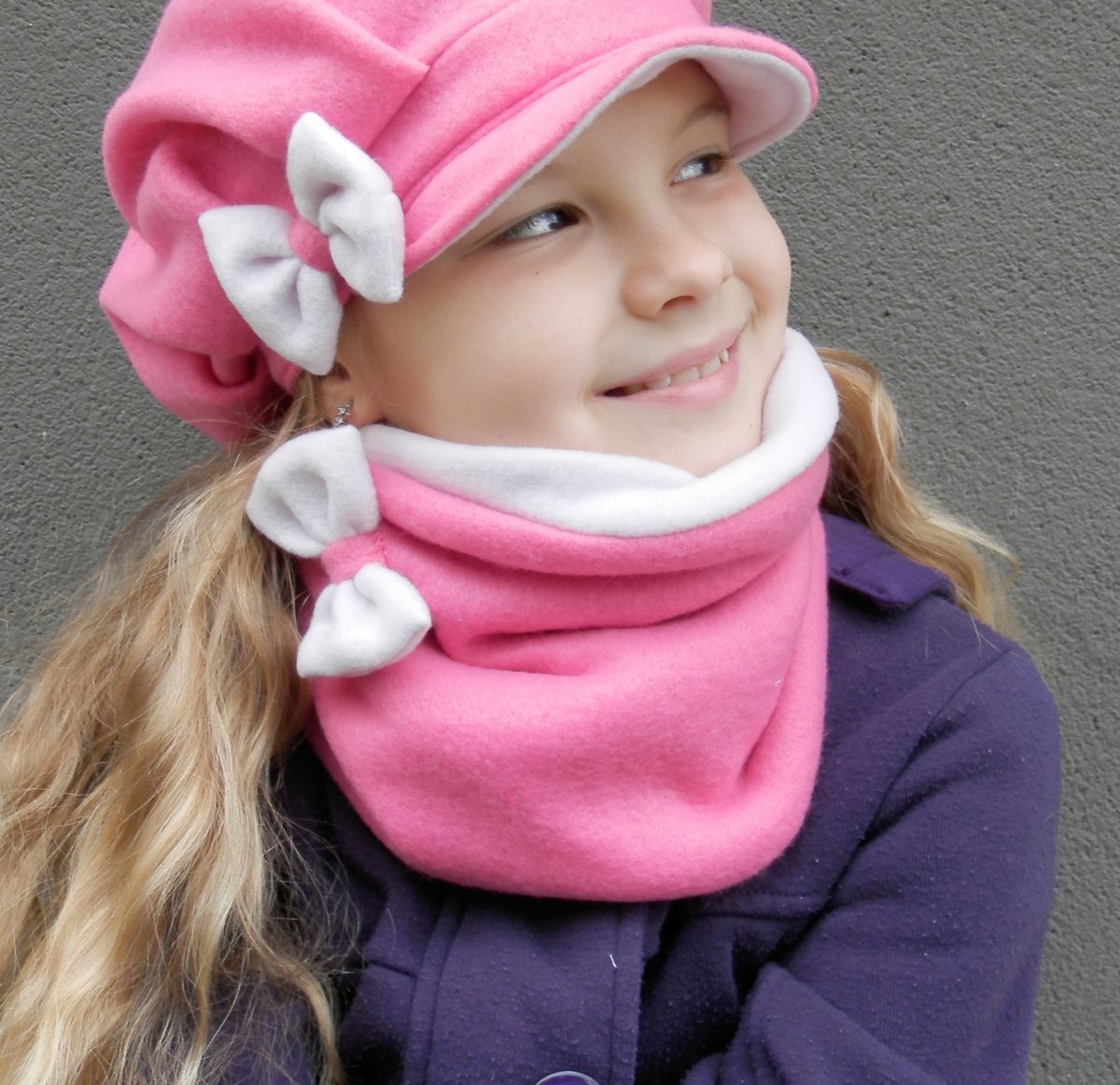 nákrčník dětský,tunel  růžová+sv.růžová mašle