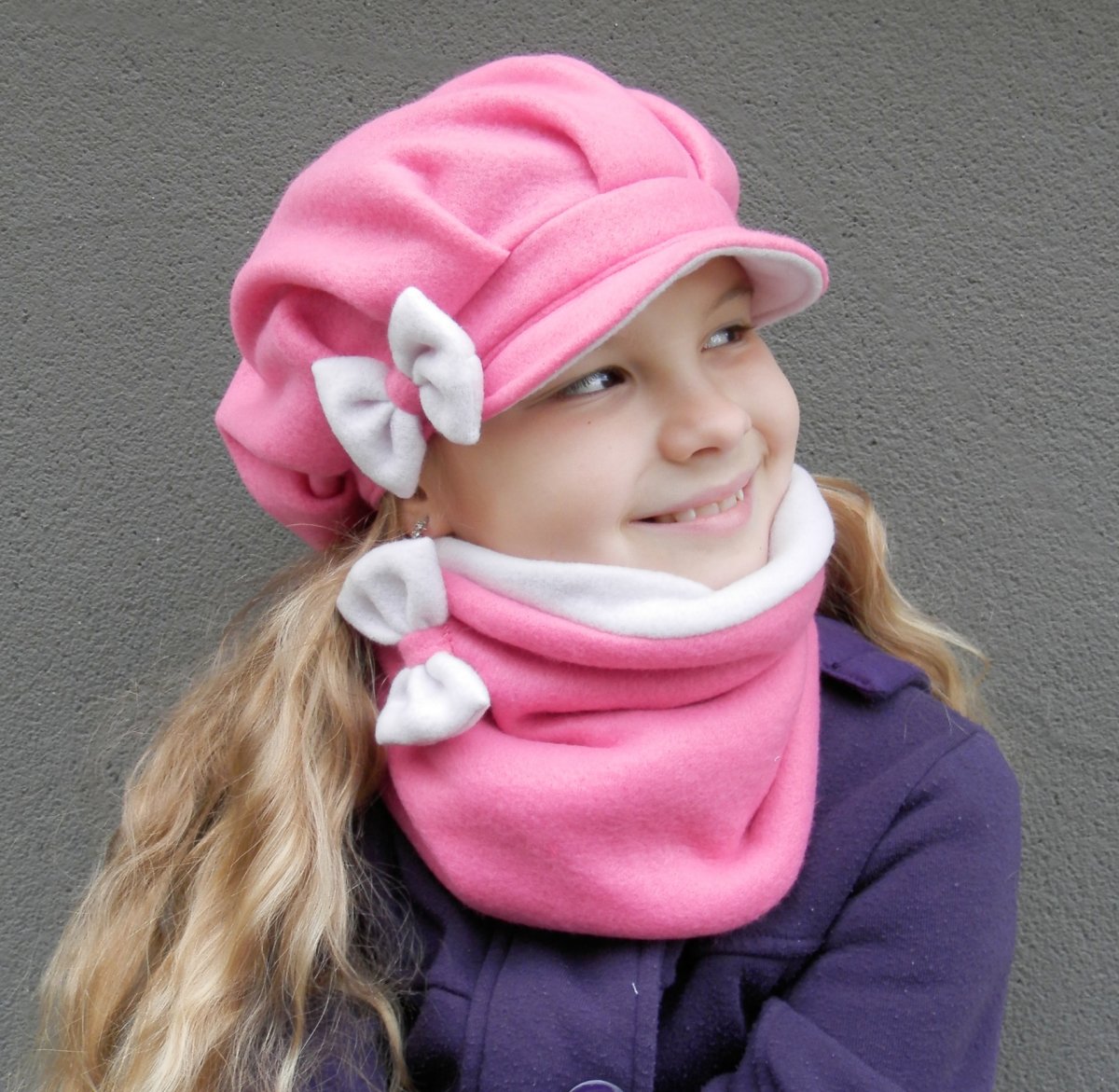 čepice ,BEKOVKA,KŠILTOVKA  růžová+sv.růžová mašle