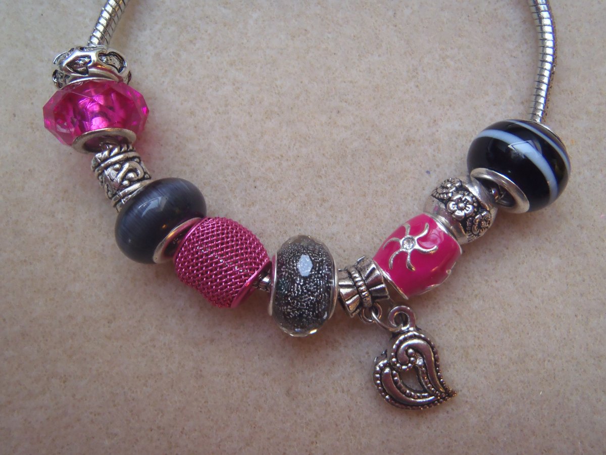 černo - růžový se srdíčkem