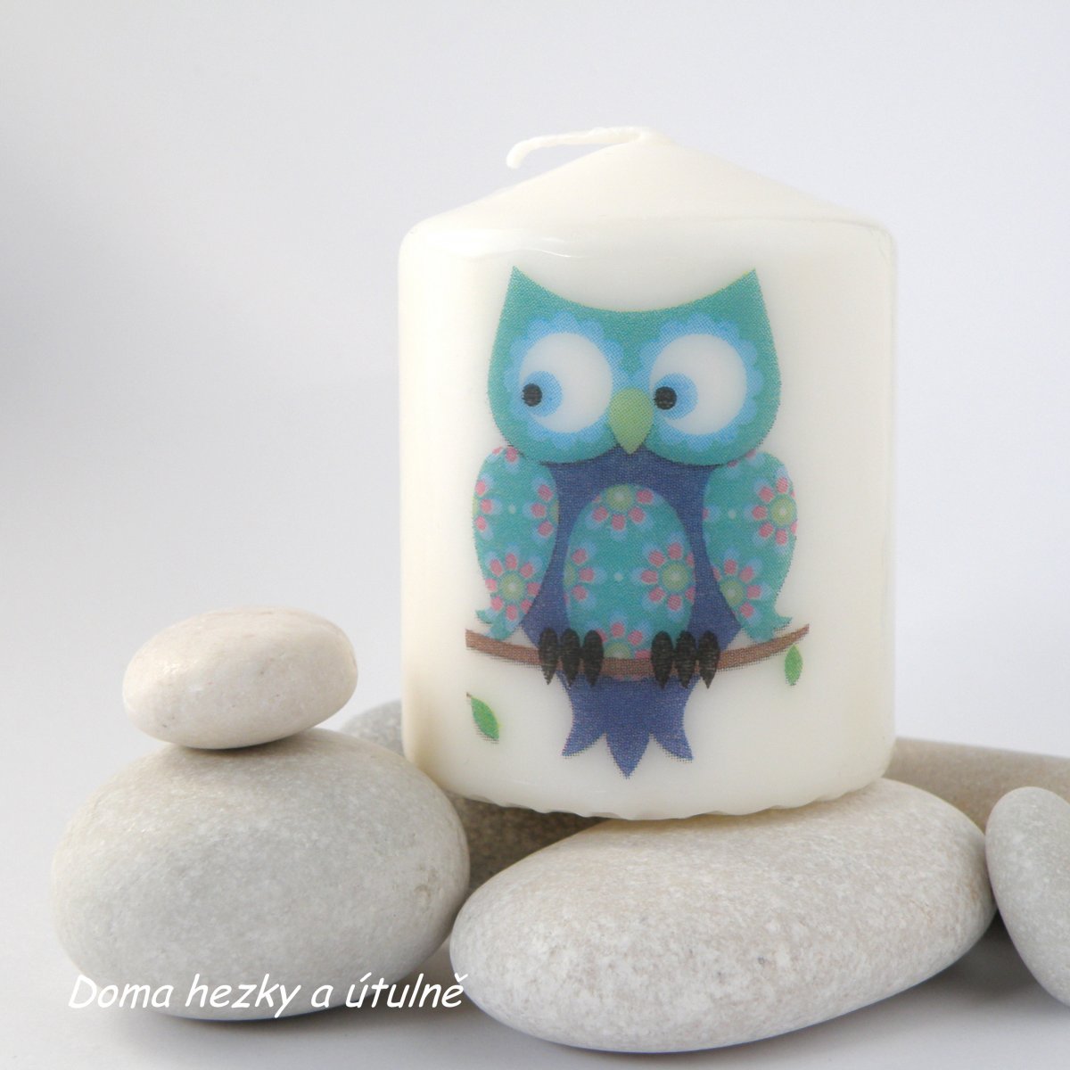 Svíčka Sovička modrozelená kouká III.