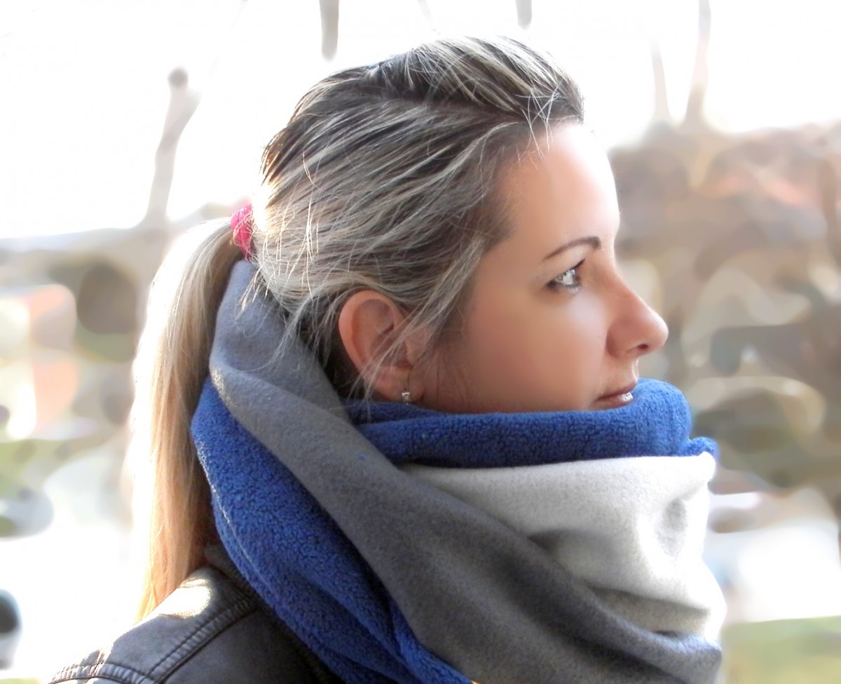 nákrčník,tunel,zimní  petrolejový s šedou