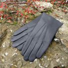 Pánské šedé kožené rukavice s vlněnou podšívkou