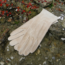 Béžové dámské kožené rukavice bezpodšívkové