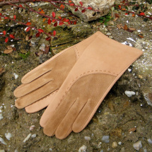 Béžové kožené rukavice s hedvábnou podšívkou