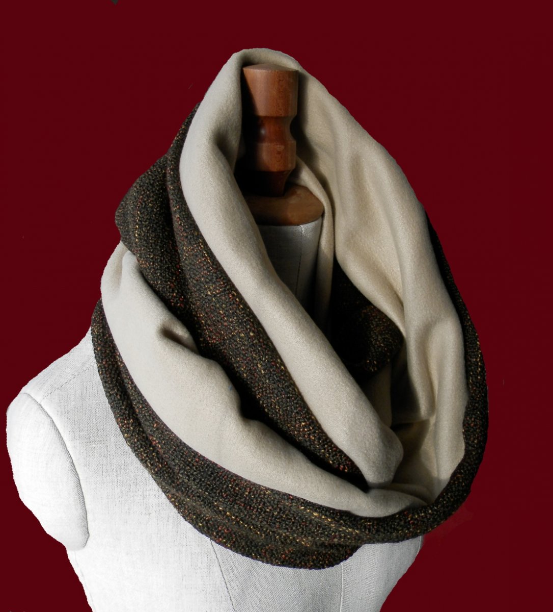 nákrčník,tunel,zimní ,HNĚDO BÉŽOVÝ