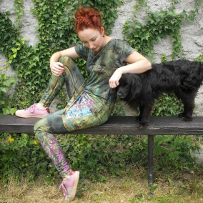 Bavlněné malované legíny / barevné