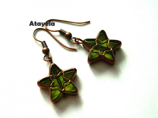 Náušnice GREEN STARS (NA0578)