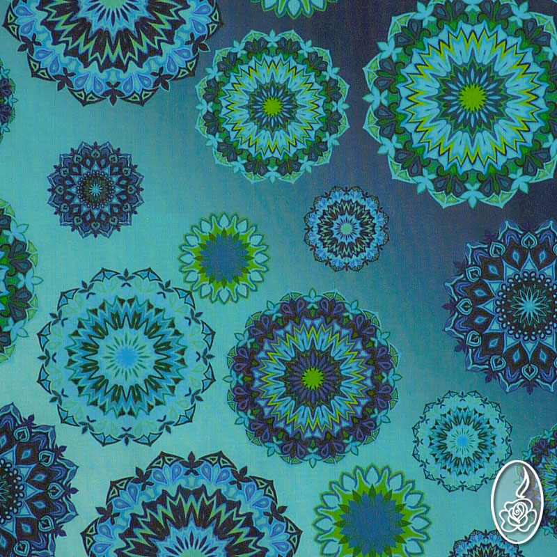 Autorská látka s modrými mandalami