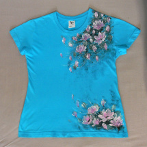 Ručně malované tričko-tyrkys Magnolie