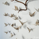 Papíroví ptáčci z not - origami bytová dekorace