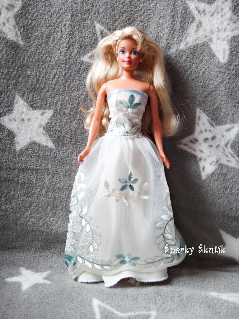 SA0129 - Bílomodré krajkové šaty pro 