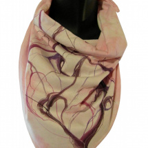 Růžový šátek s abstrakcí-ručně malované