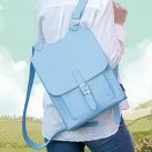 Kožený batoh - světle modrý