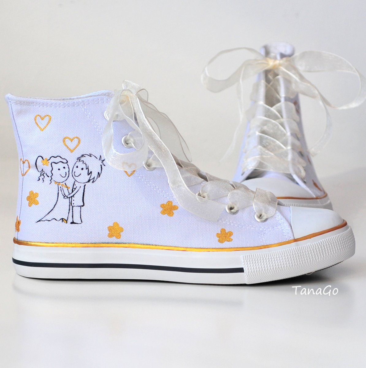 Kotníkové tenisky svatební se zlatou