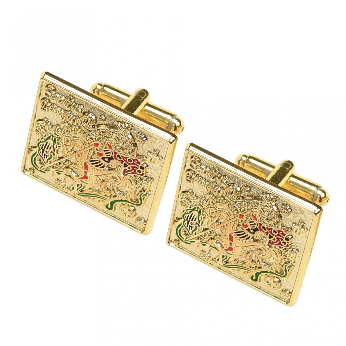 Manžetové knoflíčky se svatým Jiřím a drakem (zlatá varianta)