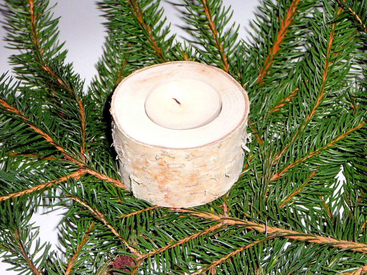 Dřevěný svícen - bříza 2