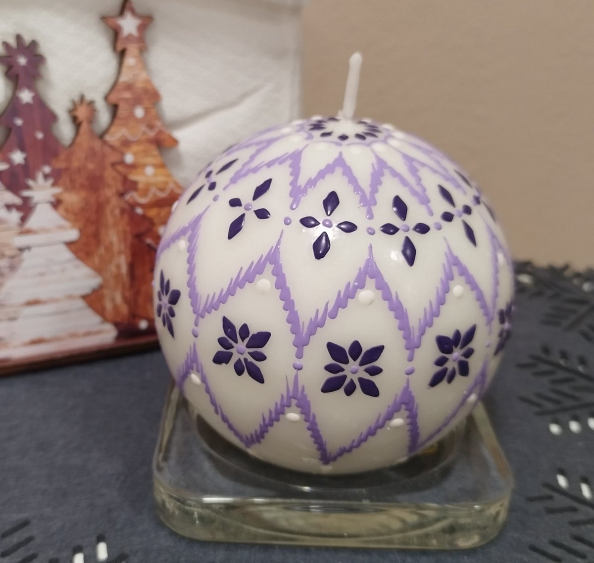 Svíčka ručně zdobená