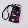 Kabelka na mobil crossbody - květiny na černé