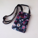 Kabelka na mobil crossbody - kvítka na šedozelené