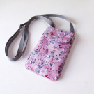 Kabelka na mobil crossbody - kvítka na starorůžové