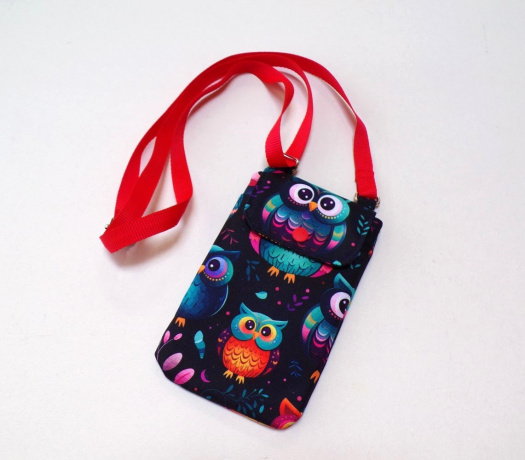 Kabelka na mobil crossbody - sovičky