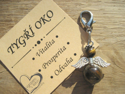 Přívěsek - anděl - minerál tygří oko