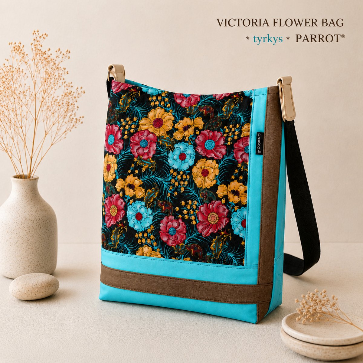 VICTORIA FLOWER BAG - tyrkys *  PARROT®