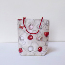 Dárková taška vánoční - koule a perly - 20 x 19 cm