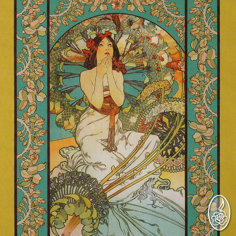 Látkový obraz Alfons Mucha - Monaco tyrkys