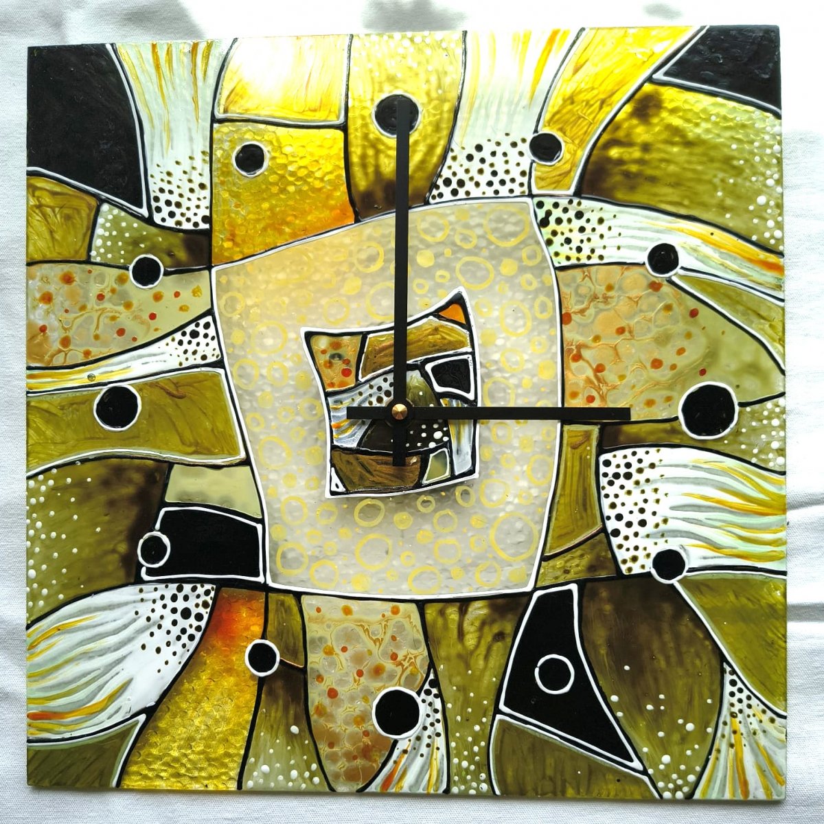 Ručně malované skleněné hodiny 30x30cm