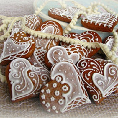 Perníková srdíčka zdobená