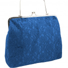 Dámská krajková kabelka modrá  s kovovým rámečkem 0976A3