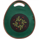 Kožená kabelka POLLY - zelená s květinovou výšivkou