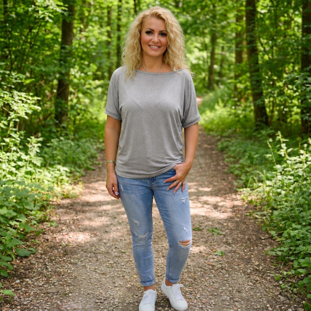 Tričko s širokým lodičkovým výstřihem - šedá barva (viskóza) 