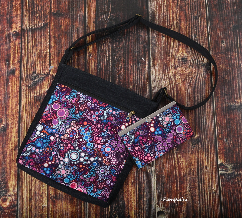 Taška a peněženka - Bublinky lila