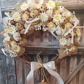 Věneček jarní s jutou a vajíčky