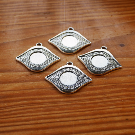 Přívěšek Oko s Lůžkem 7mm - 2ks - Platinové