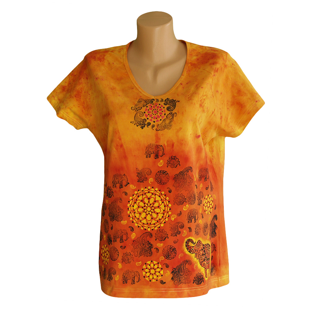 Oranžovo červené tričko se slony