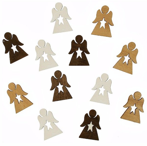 dřevěný andílek - mix barev  - cena za 12 kusů