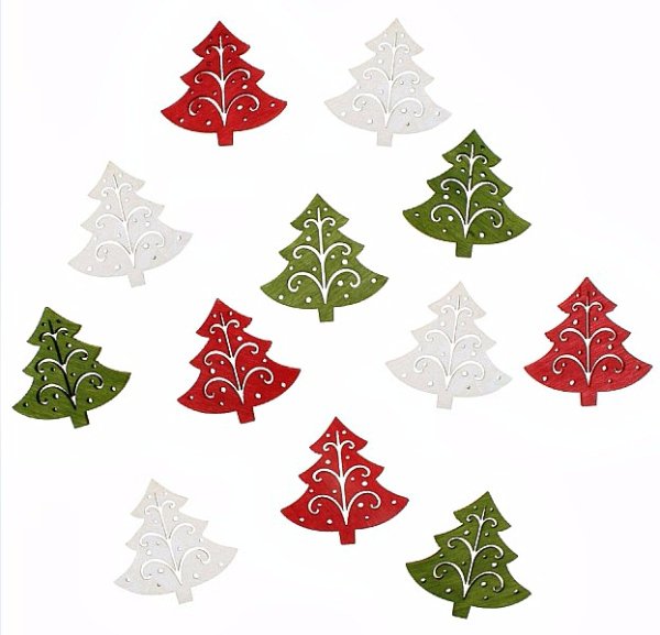 dřevěný stromeček - mix barev - cena za 12 kusů