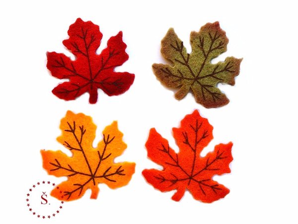 barevné listy - filc - cena za 4 kusy