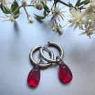 Červené slzičkové náušnice - S.Steel