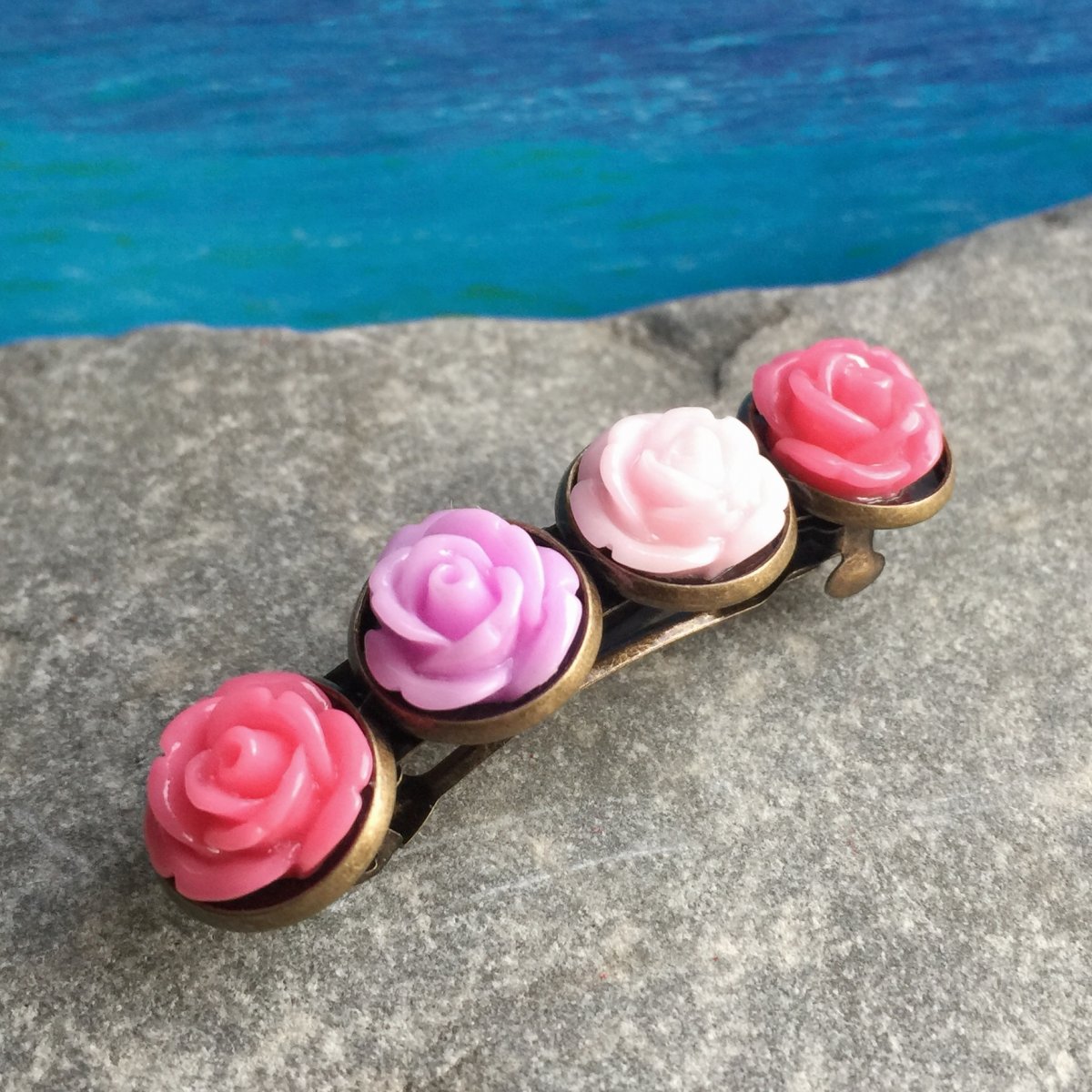Růžová růžičková sponka