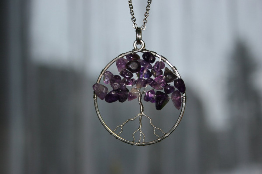 Amulet AMETYSTOVÝ STROM ŽIVOTA - chirurgická ocel