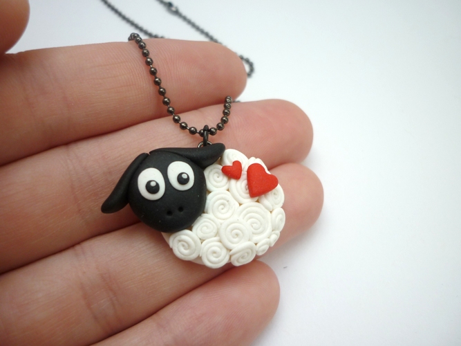 Ovečka fimo náhrdelník